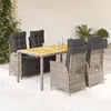 vidaXL Ensemble à manger de jardin 5 pcs coussins gris résine tressée