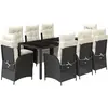 vidaXL Ensemble à manger de jardin 9pcs coussins noir résine tressée