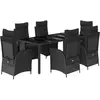 vidaXL Ensemble à manger de jardin coussins 7pcs Noir Résine tressée