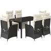 vidaXL Ensemble à manger de jardin coussins 7pcs Noir Résine tressée