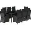 vidaXL Ensemble à manger de jardin 9pcs coussins noir résine tressée