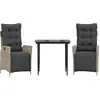 vidaXL Ensemble à manger de jardin 3pcs coussins gris clair poly rotin
