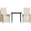 vidaXL Ensemble à manger de jardin et coussins 3 pcs Beige poly rotin