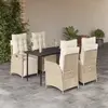 vidaXL Ensemble à manger de jardin avec coussins 5pcs Beige poly rotin