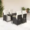 vidaXL Ensemble à manger de jardin coussins 5pcs Noir Résine tressée