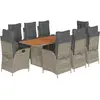 vidaXL Ensemble à manger de jardin 9 pcs coussins gris résine tressée