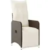 vidaXL Chaise inclinable de jardin avec coussins marron résine tressée