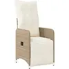 vidaXL Chaise inclinable de jardin avec coussins beige résine tressée