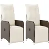 vidaXL Chaises inclinables de jardin lot de 2 et coussins marron rotin