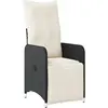 vidaXL Chaise inclinable de jardin avec coussins noir résine tressée