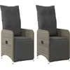 vidaXL Chaises inclinables de jardin lot de 2 et coussins gris rotin