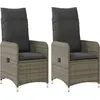 vidaXL Chaises inclinables de jardin lot de 2 et coussins gris rotin