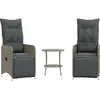 vidaXL Chaises inclinables de jardin lot de 2 et table résine tressée