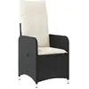 vidaXL Chaise inclinable de jardin avec coussins noir résine tressée