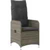 vidaXL Chaise inclinable de jardin avec coussins gris résine tressée