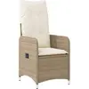 vidaXL Chaise inclinable de jardin avec coussins beige résine tressée