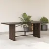 vidaXL Table de jardin avec dessus en verre marron résine tressée