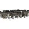 vidaXL - 15-delige - Tuinset - met - kussens - poly - rattan - grijs