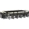 vidaXL Ensemble à manger de jardin 15 pcs coussins noir résine tressée