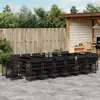 vidaXL Ensemble à manger de jardin 17 pcs coussins noir résine tressée