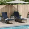 vidaXL Transat avec coussin 3 pcs Gris et bleu marine polyrotin
