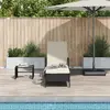 vidaXL Vidaxl Chaise Longue Noir Et Crème Pe Rattan 157 X 55 X 92 Cm