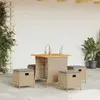 vidaXL Ensemble à manger de jardin avec coussins 5pcs Beige poly rotin