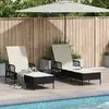 vidaXL Transat avec coussin 3 pcs Noir et blanc crème polyrotin