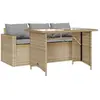 vidaXL Ensemble à manger de jardin et coussins 2 pcs beige poly rotin