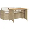 vidaXL Ensemble à manger de jardin et coussins 2 pcs beige poly rotin