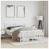 vidaXL Cadre de lit métal avec tête de lit/pied de lit blanc 140x190cm