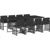 vidaXL Ensemble à manger de jardin 9pcs coussins noir résine tressée