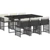 vidaXL Ensemble à manger de jardin coussins 7pcs Noir Résine tressée