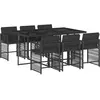vidaXL Ensemble à manger de jardin coussins 7pcs Noir Résine tressée