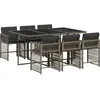 vidaXL Ensemble à manger de jardin et coussins 7 pcs gris rotin