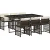 vidaXL Ensemble à manger de jardin et coussins 7 pcs marron rotin