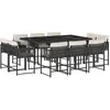 vidaXL Ensemble à manger de jardin 11 pcs coussins noir résine tressée
