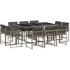 vidaXL Ensemble à manger de jardin 11pcs avec coussins gris poly rotin