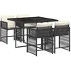 vidaXL Ensemble à manger de jardin coussins 5pcs Noir Résine tressée