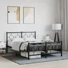 vidaXL Cadre de lit métal avec tête de lit/pied de lit noir 140x190 cm