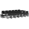 vidaXL Ensemble à manger de jardin 17 pcs coussins noir résine tressée