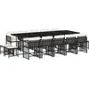 vidaXL Ensemble à manger de jardin 15 pcs coussins noir résine tressée