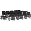 vidaXL Ensemble à manger de jardin 15 pcs coussins noir résine tressée