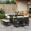 vidaXL Ensemble à manger de jardin 9pcs coussins noir résine tressée