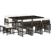vidaXL Ensemble à manger de jardin et coussins 11 pcs marron rotin