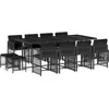 vidaXL Ensemble à manger de jardin 13 pcs coussins noir résine tressée