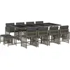 vidaXL Ensemble à manger de jardin coussins 13 pcs gris résine tressée