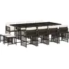 vidaXL Ensemble à manger de jardin avec coussins 13 pcs marron rotin
