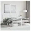 vidaXL Cadre de lit métal avec tête de lit/pied de lit blanc 150x200cm