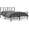 vidaXL Cadre de lit métal avec tête de lit/pied de lit noir 140x190 cm